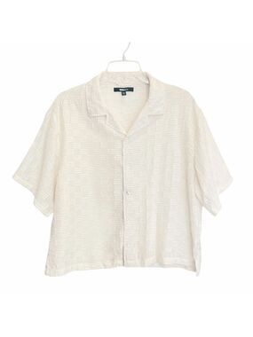 Nova Men White Textured Short Sleeve Button Up Shirt Size XL Relaxed Fit Resort